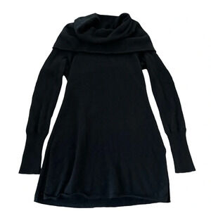 Sak’s 5th Avenue Womens Small Black 100% Cashmere Cowl Neck Longline Sweater Top
